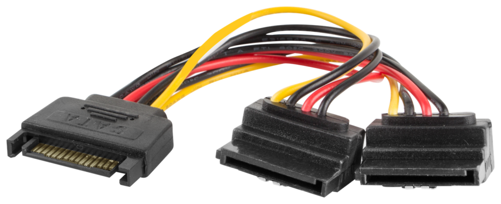 KABEL ZASILAJĄCY WEWNĘTRZNY SATA(M)->2X SATA(F) 15CM KĄTOWY LANBERG