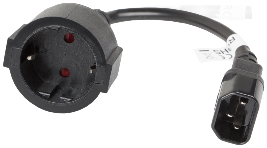 ADAPTER IEC 320 C14(M)->SCHUKO(F) NA KABLU 20CM DO UPS CZARNY LANBERG