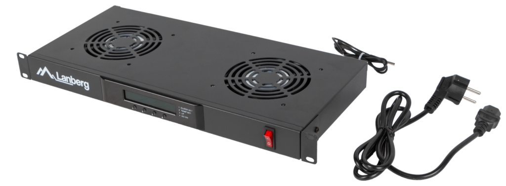 PANEL WENTYLACYJNY LCD POZIOMY 1U Z TERMOSTATEM DO SZAF 19”