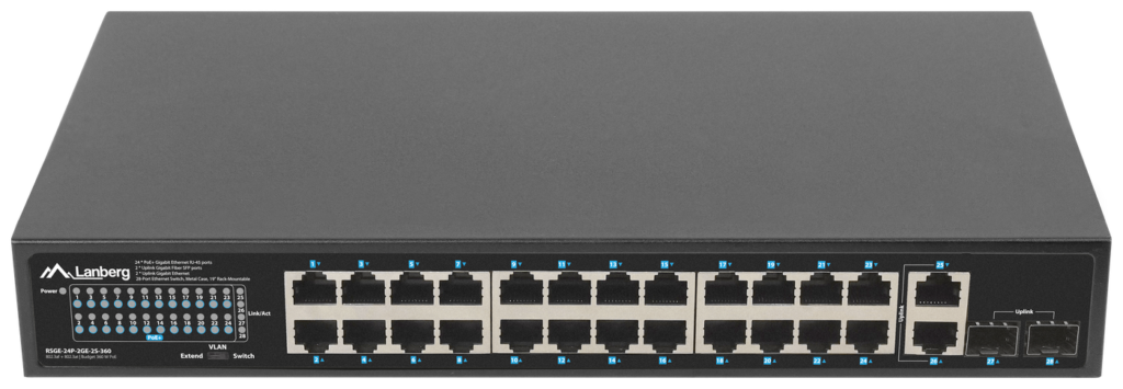 SWITCH LANBERG RSGE-24P-2GE-2S-360 24X 1GB POE+/2X GB 2X SFP RACK 19” GIGABIT ETHERNET 360W